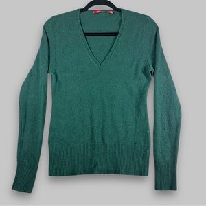 CeCe Green V-neck Casual Style Cashmere Women Sweater Size Large